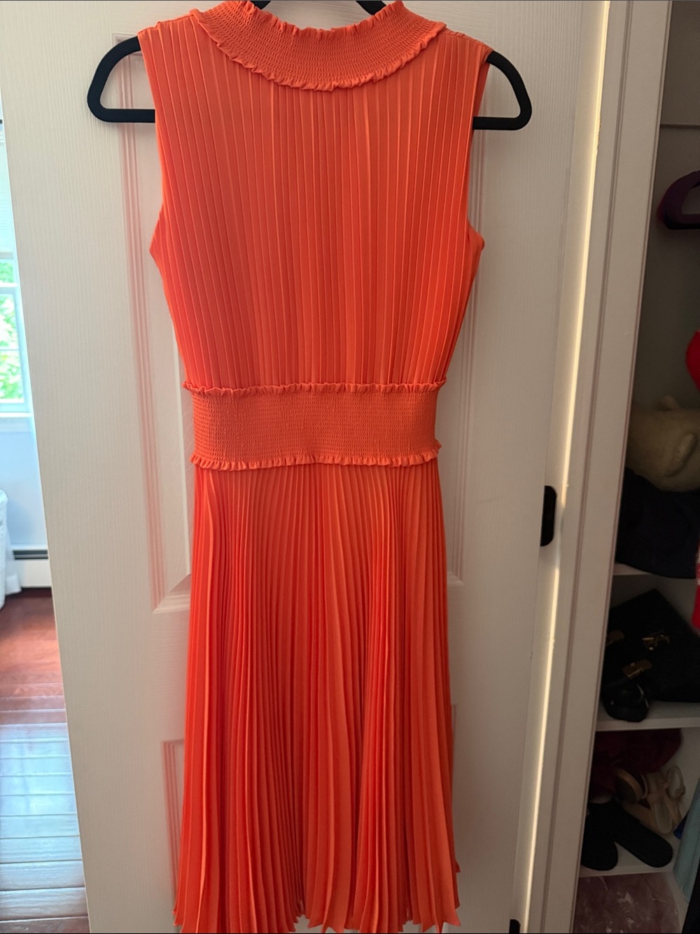 Nanette Lepore Vibrant Orange Pleated Midi Dress